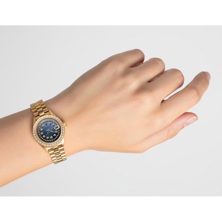 bleu Vadrouille chaîne cadran diamant lunette de montre présidentielle Rolex Datejust P2
