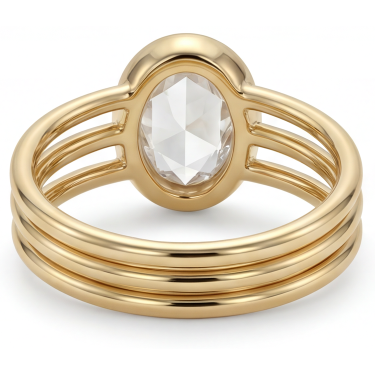 Fin Bague Mono-Pierre 3 carats – vue de profil