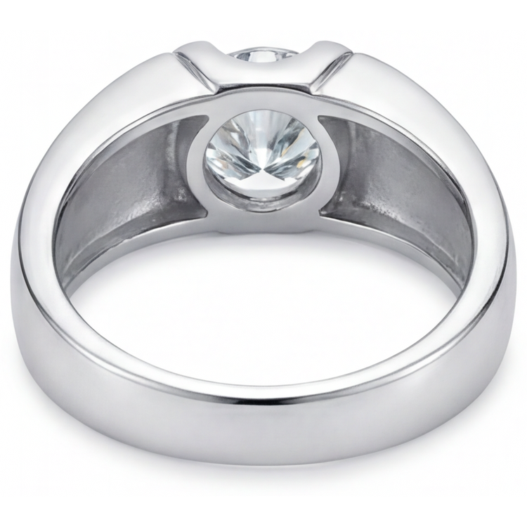 Brillant Bague pour Homme 2 carats Or 14K Blanc – vue arrière