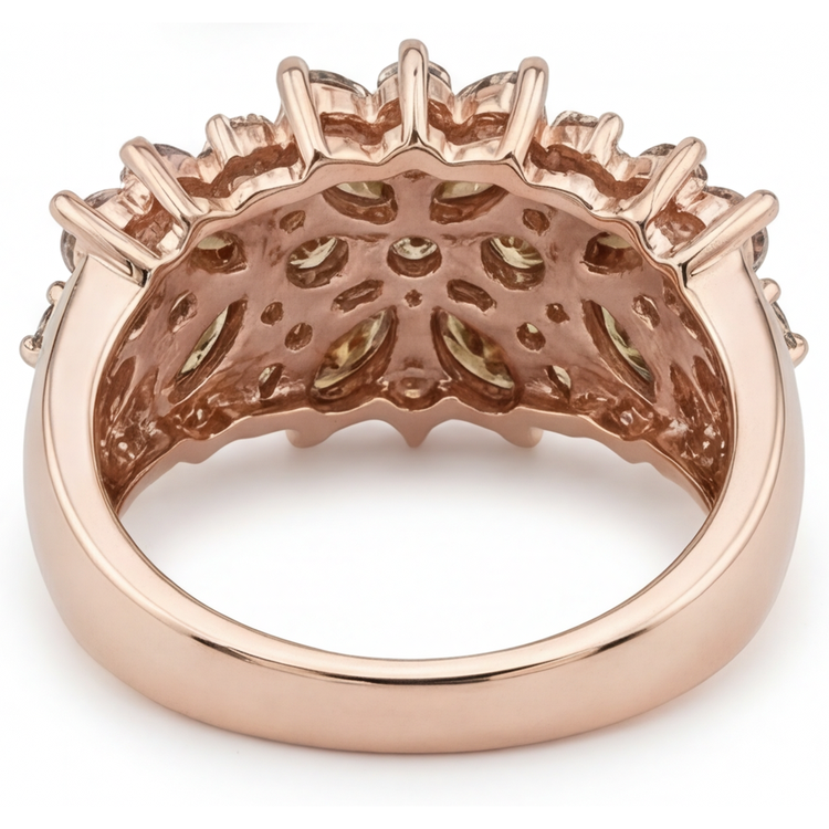 Brillant Taille Marquise Bague Statement en Or Rose 14 Carats – vue de côté