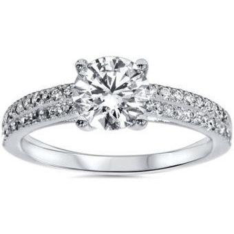 Bague Solitaire avec Accents Or Rose 14 Carats avec Brillant – vue principale