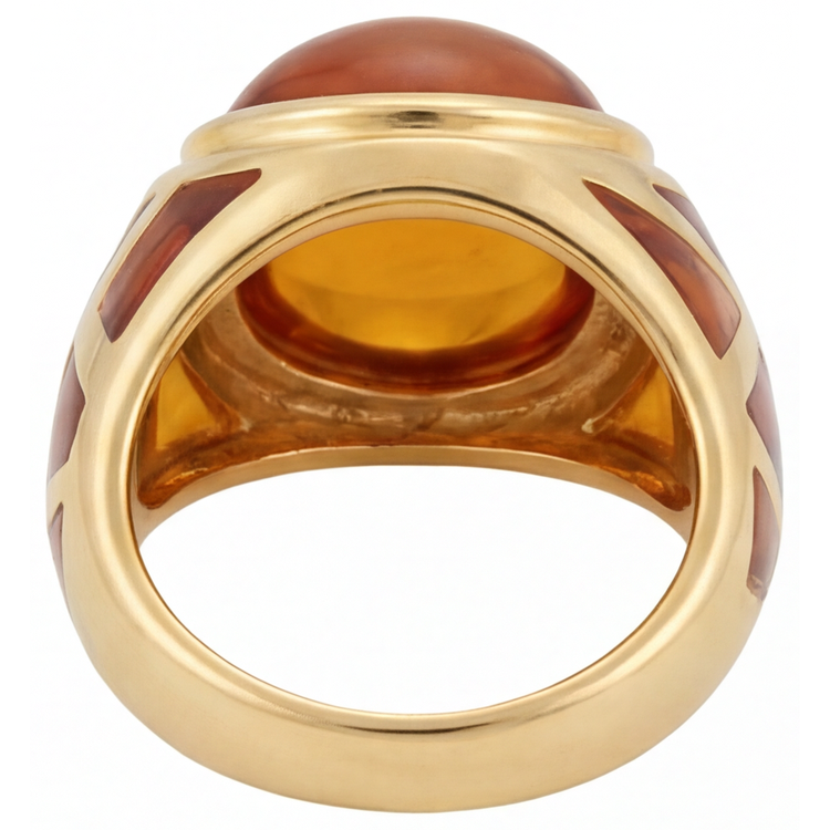 Bague avec Gemme Or 14K Jaune avec Citrine – vue de profil