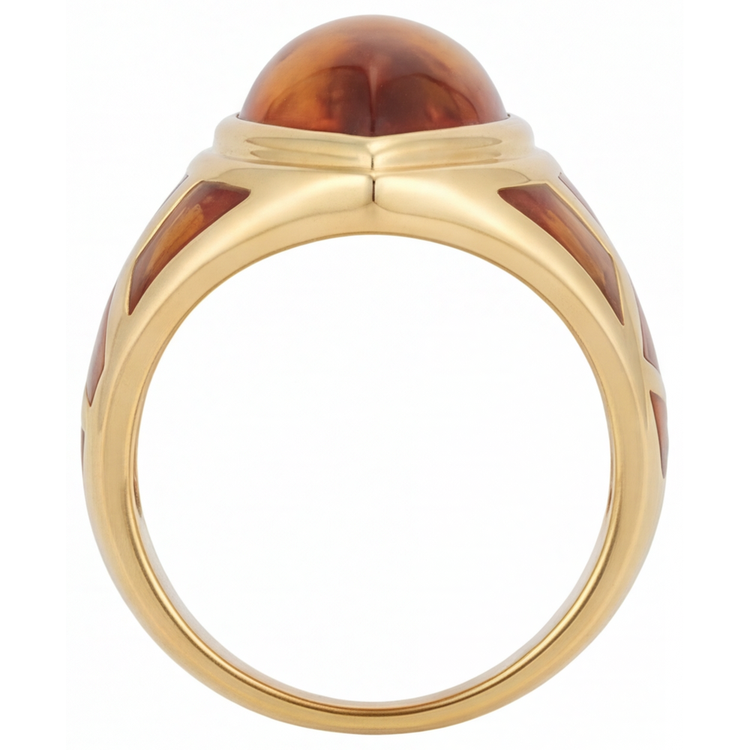 Citrine Goutte Bague Pierre Précieuse en Or 14K Jaune – vue de côté