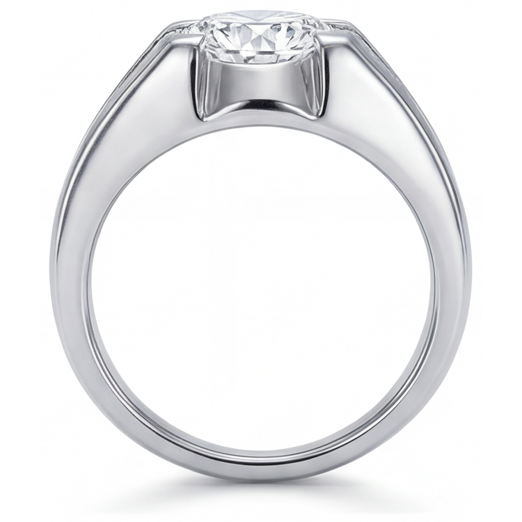 Taille Ronde Diamant bague en Or Blanc 14 Carats – vue de dessus