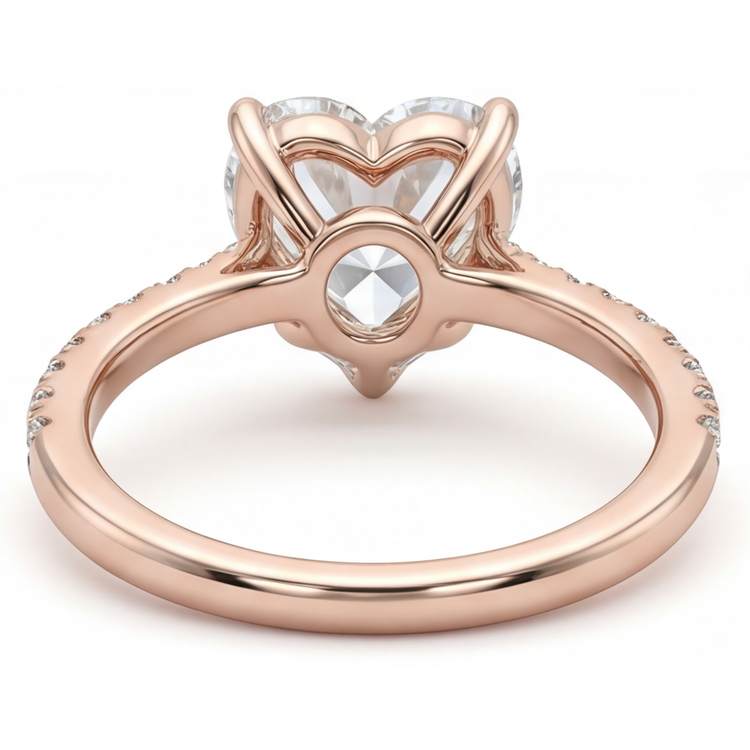 Diamant Bague Solitaire avec Accents 2-carats Or Rose 14 Carats – vue arrière