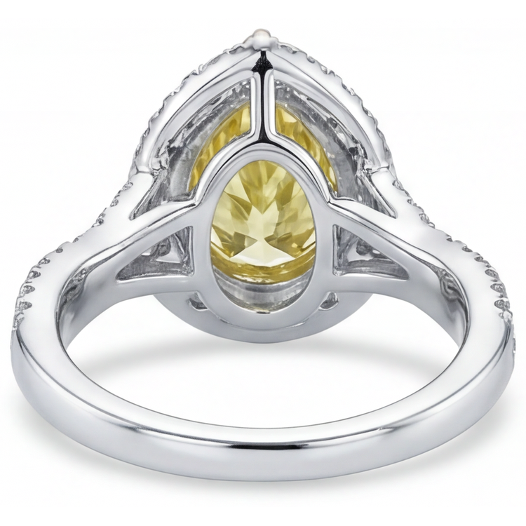 Diamant Canari Bague Halo 1,50-carats Or Deux Tons 14 Carats – vue d'angle