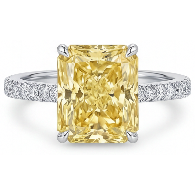 Diamant Canari Radiant Bague Joaillerie en Or Blanc 14 Carats – vue principale