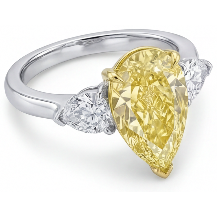Artisanal Bague Trois Pierres 3,25 carats – vue de profil