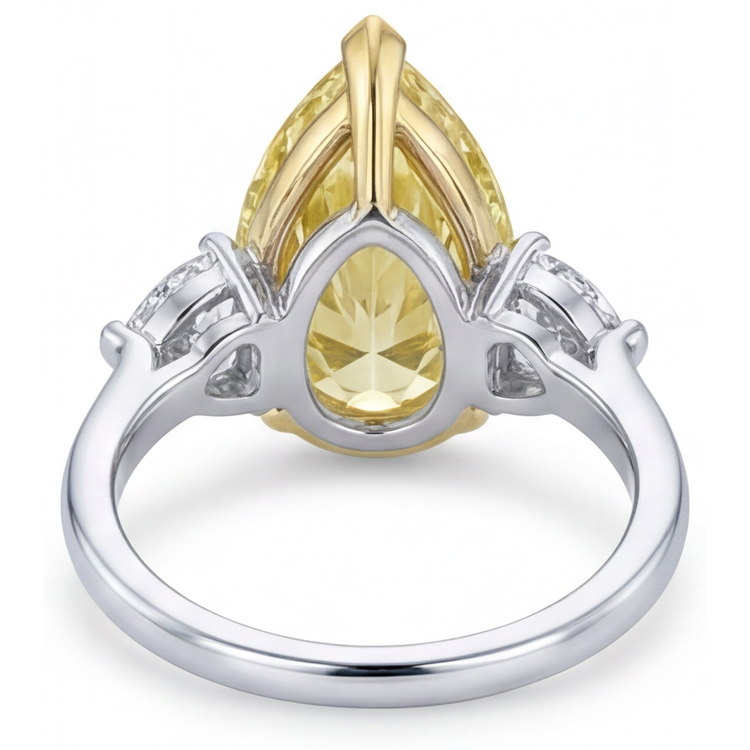 Diamant Canari Goutte Trilogie en Or Bicolore 14 Carats – vue arrière
