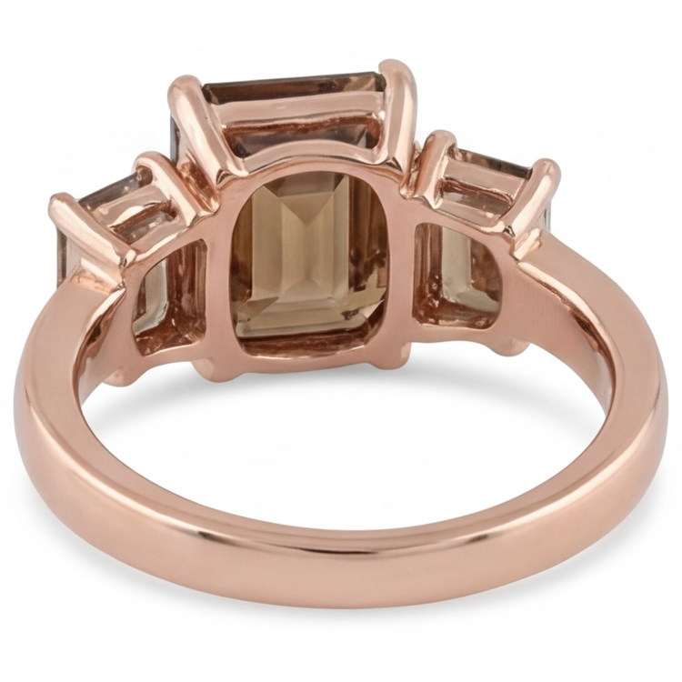 Bague Trilogie Or 14K Rose avec Diamant Fin – vue d'angle