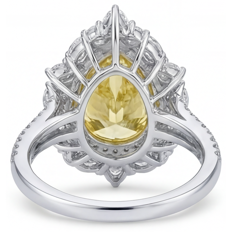 Fait à la main Diamant Jaune Canari Bague Sertie Halo 3,25 carats – vue de dessus