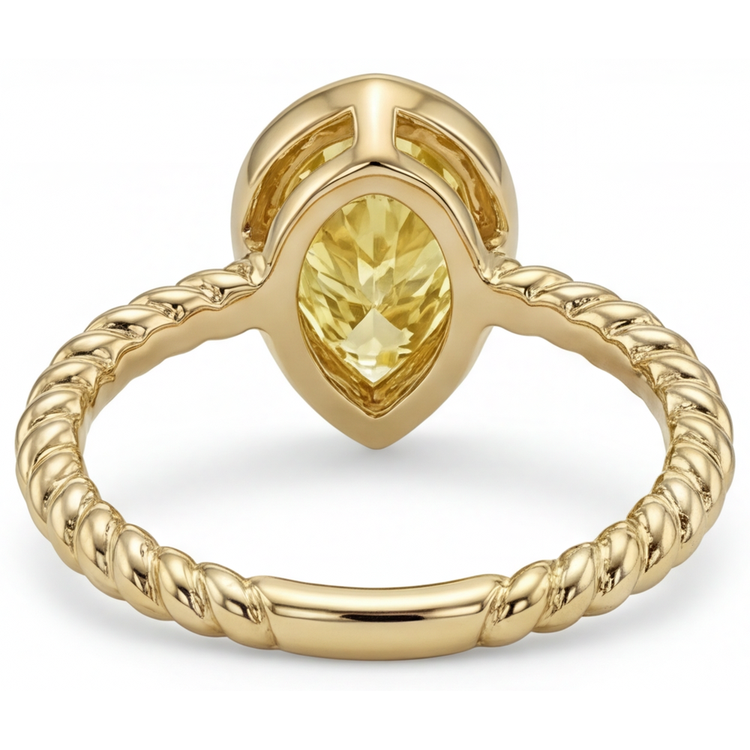 Goutte Diamant Jaune Canari bague en Or Jaune 14 Carats – vue détaillée