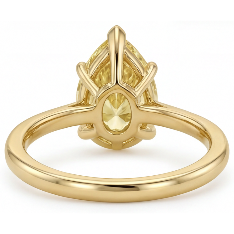 Taille Poire Diamant Jaune Canari bague en Or Jaune 14 Carats – vue arrière