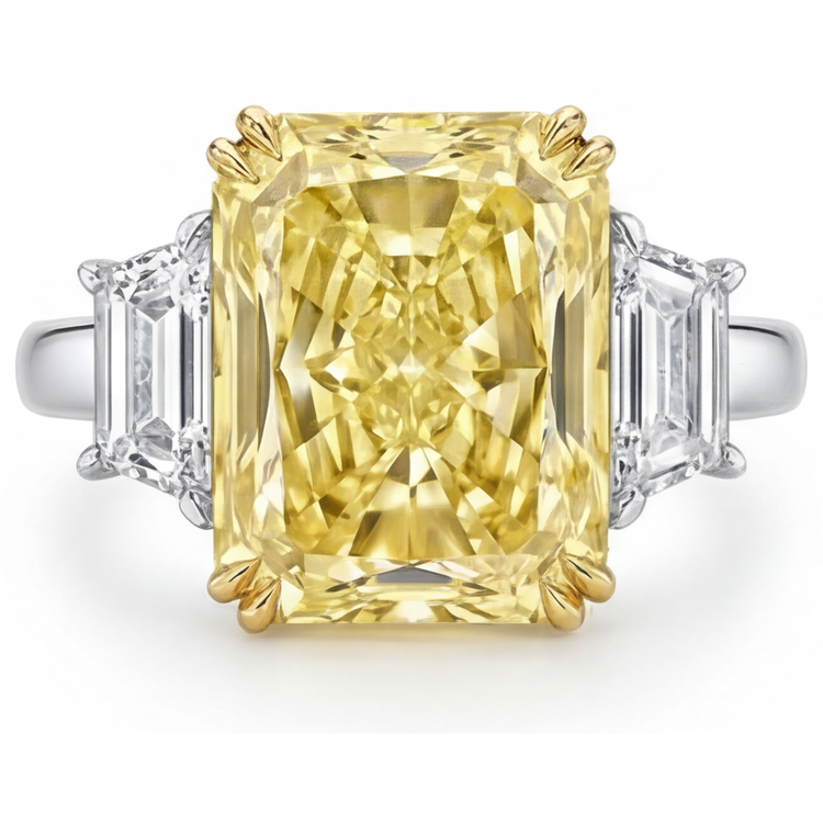 Diamant Jaune Canari Bague Trois Pierres – vue principale