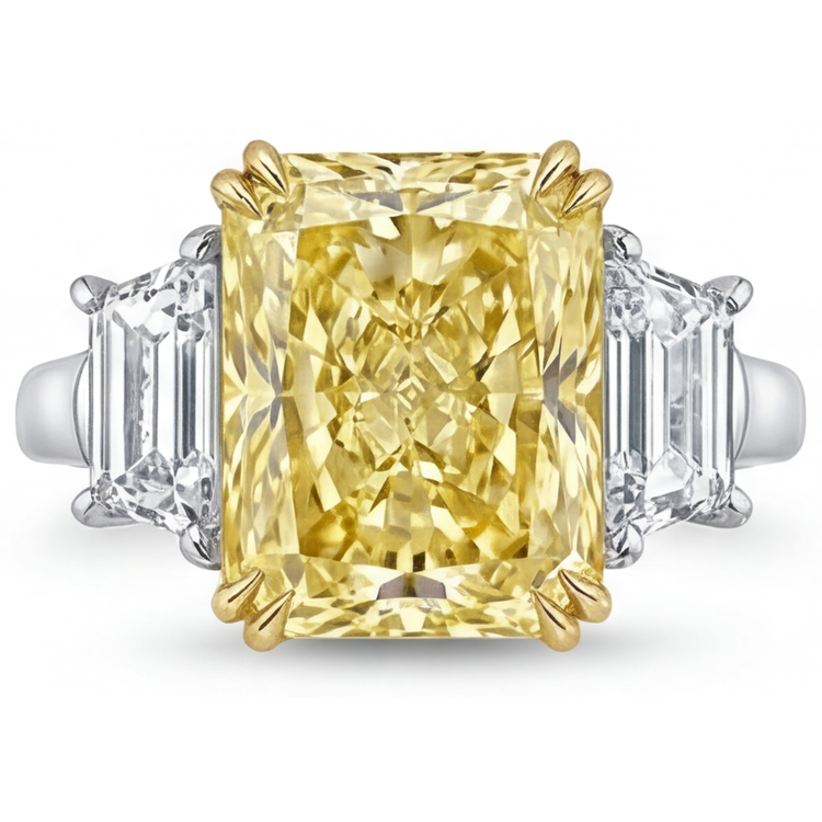 Confectionné main Diamant Jaune Canari Trilogie 2,5 carats – vue principale