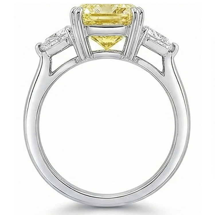 Diamant Jaune Canari Radiant Trilogie en Or 14K Blanc – vue de dessus