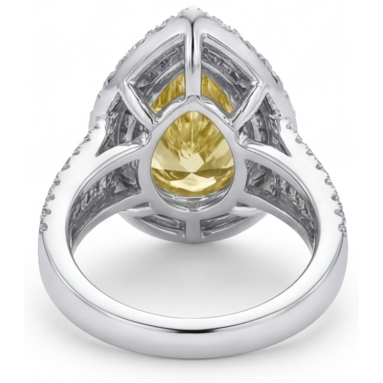Diamant Jaune Fancy Bague Halo 3,50 carats Or 14K Bicolore – vue arrière