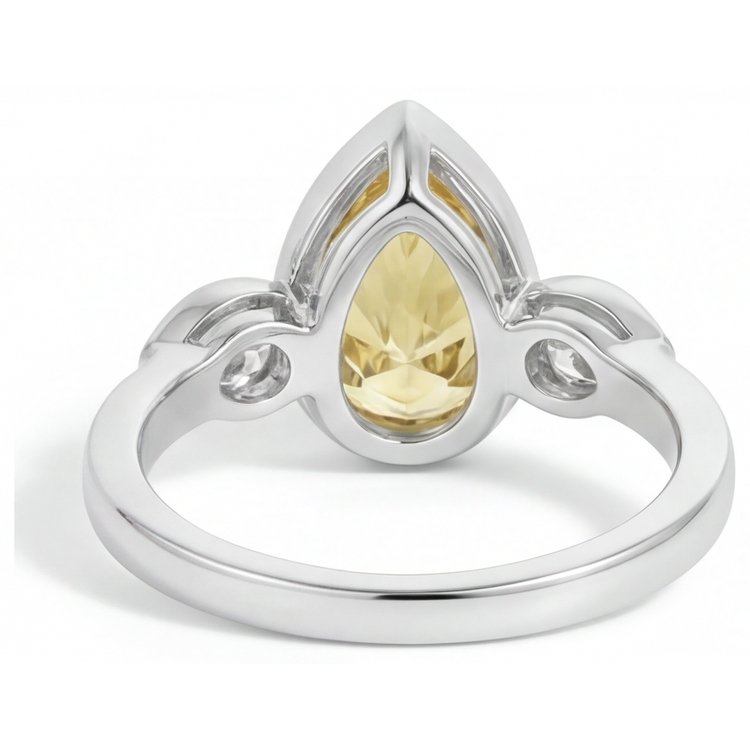Bague Joaillerie Or 14K Blanc avec Diamant Jaune Fancy – vue de dessus
