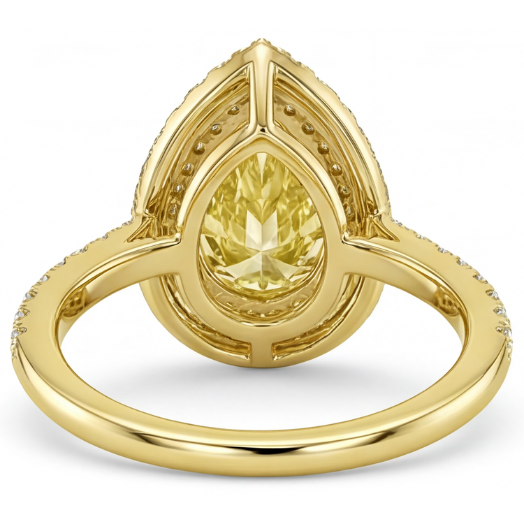 Goutte Diamant Jaune Fancy bague en Or Jaune 14 Carats – vue détaillée