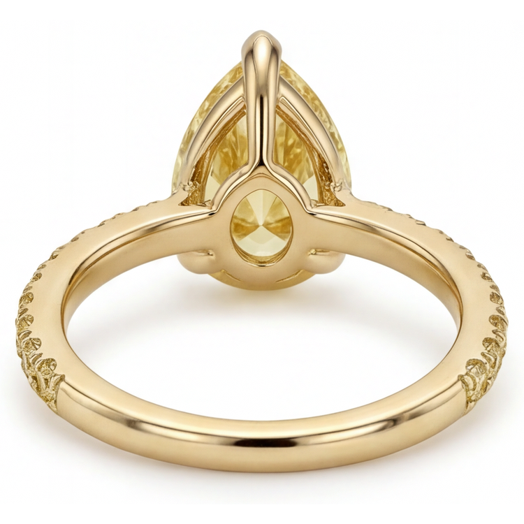 Diamant Jaune Fancy Bague Joaillerie 3 carats Or Jaune 14 Carats – vue de dessus