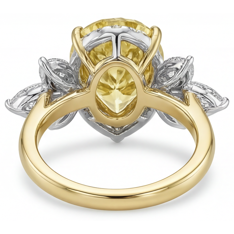 Bague Statement Or Bicolore 14 Carats avec Diamant Jaune Fancy – vue arrière