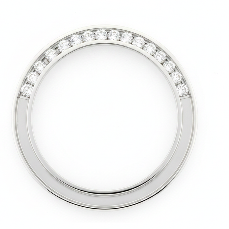 Lunette de montre en diamants 1 carat 28 mm pour Rolex Datejust en Acier Inoxydable, sertissage rail rond, diamants naturels véritables