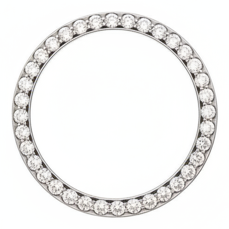 Lunette de montre en diamant 1 carat 28 mm pour Rolex Datejust en véritable acier inoxydable pavé rond