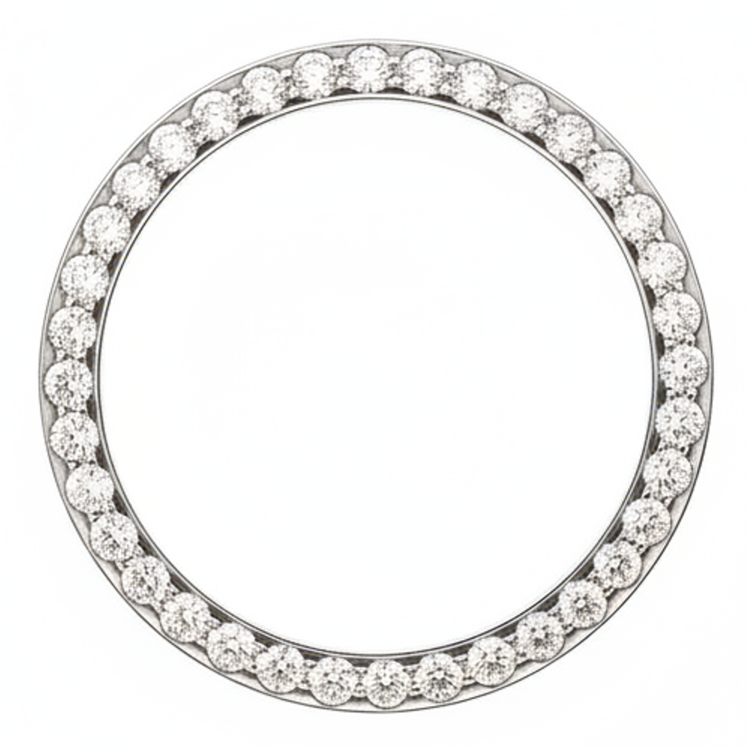 Lunette de montre en diamants 2 carats 28 mm pour Rolex Datejust en acier inoxydable, diamants naturels véritables, pavé rond