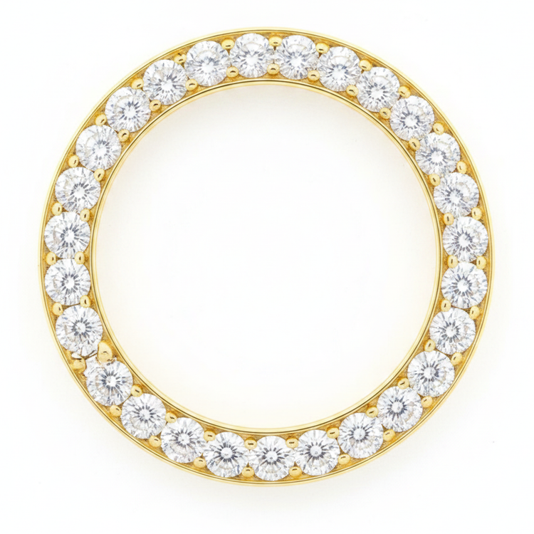 Lunette de montre en diamant 5 carats 28 mm pour Rolex Datejust en Or Jaune 14 carats véritable naturel pavé rond