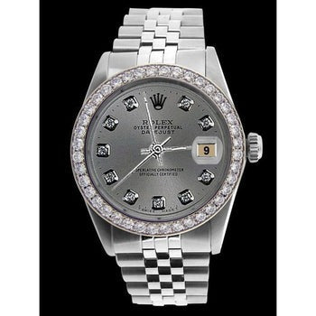 jubilé acier inoxydable Rolex date pour hommes, il suffit de regarder la lunette avec cadran en diamant gris