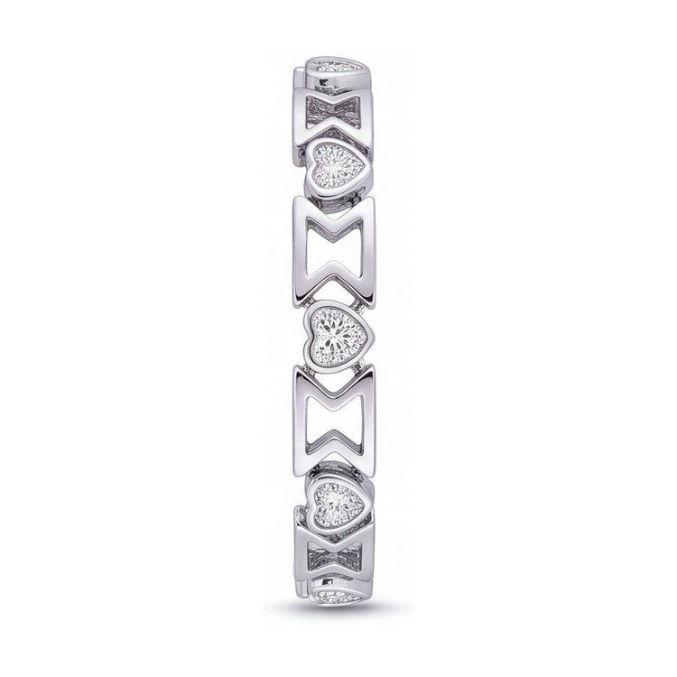 Bracelet en diamants de laboratoire 5 carats à maillons chevron cœur en or blanc 14 carats 7 pouces