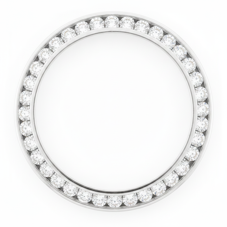 Lunette de montre en diamants 1 carat 28 mm pour Rolex Datejust en Acier Inoxydable, sertissage rail rond, diamants naturels véritables