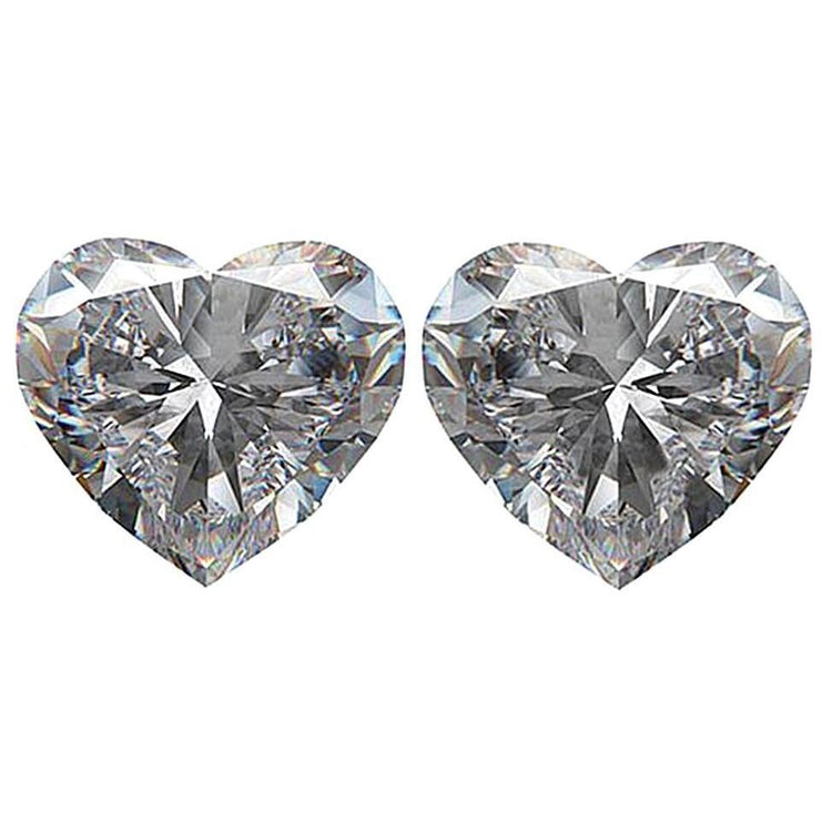 Paire de diamants taille cœur non sertis, 2 carats, pureté G, SI1