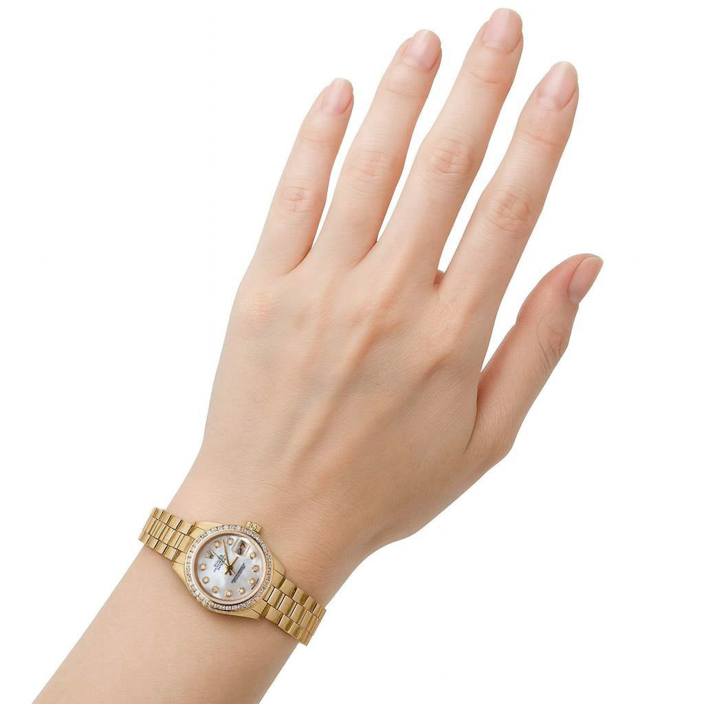 montre présidentielle Rolex dame lunette serpillière président Or jaune P1