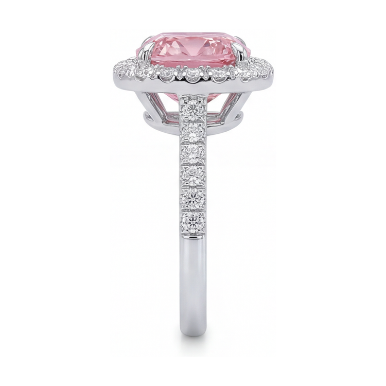 Bague en diamant rose naturel 1,96 carat taille coussin