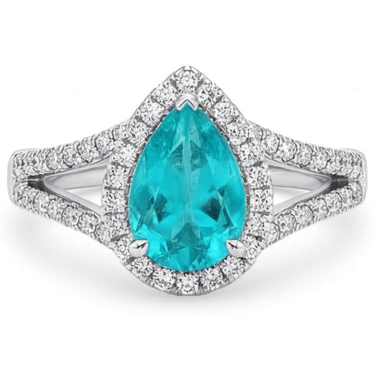 Élégant Bague de Fiançailles Halo 3 carats – vue principale