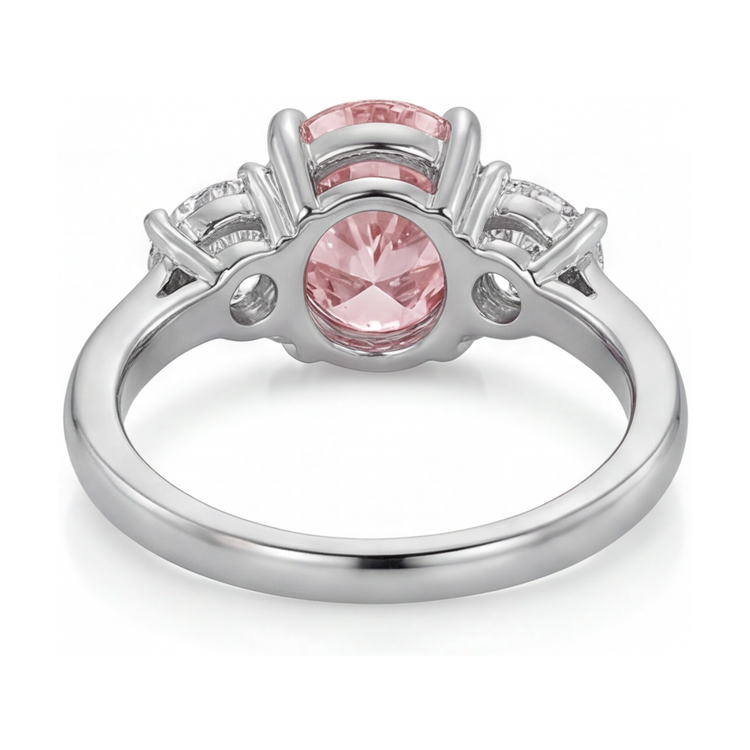 Bague de Fiançailles Diamant Rose Ovale 2,7 Carats