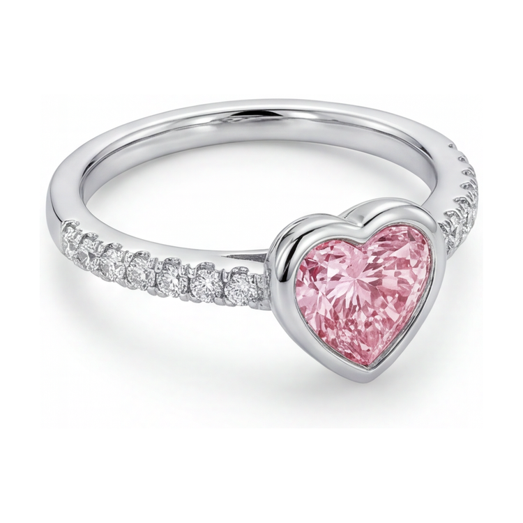 Bague en diamant rose taille cœur de 2,35 carats