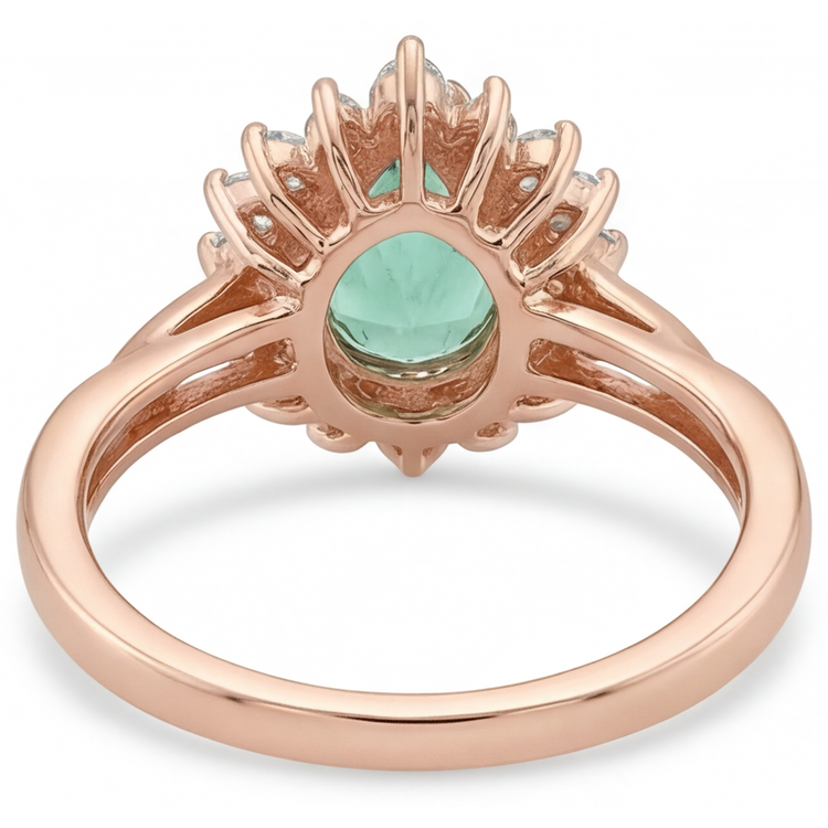 Premium Saphir Bleu Bague de Fiançailles Halo 3,5 carats – vue arrière