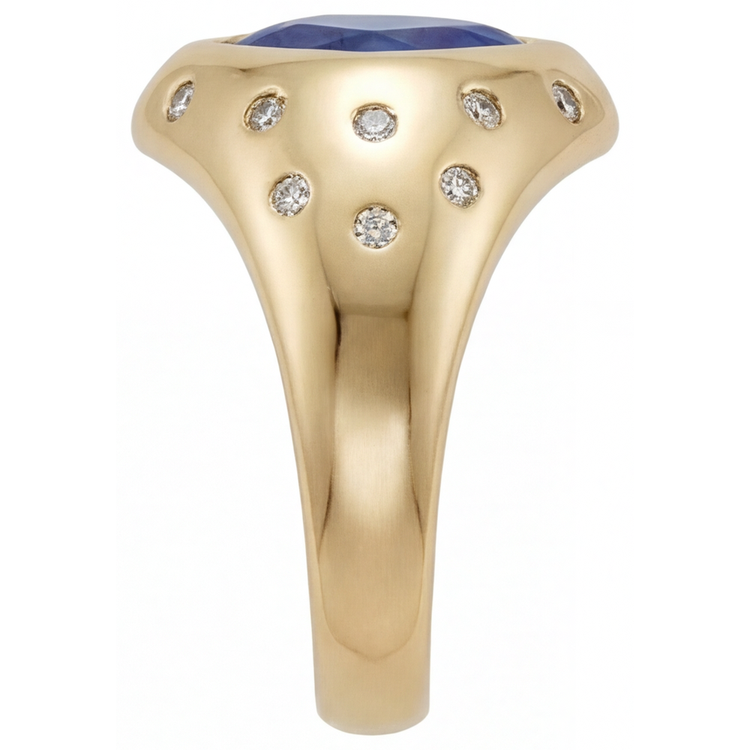 Saphir Bleu Bague Pierre de Couleur 3,50 carats Or Jaune 14 Carats – vue de profil