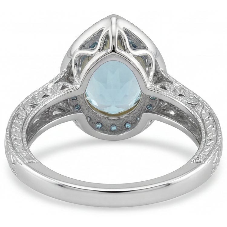 Tourmaline Paraiba Bague de Fiançailles Halo – vue de profil