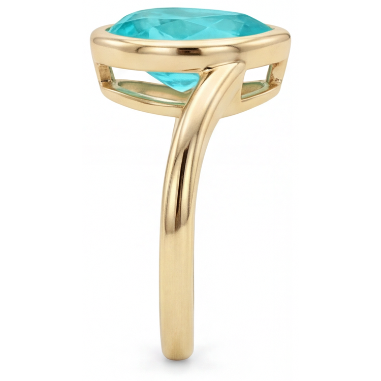 Tourmaline Paraiba Bague Pierre de Couleur 2,50 carats Or 14K Jaune – vue arrière