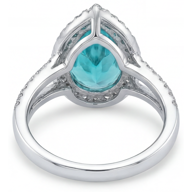 Tourmaline Paraiba Bague Sertie Halo 5,25-carats Or 14K Blanc – vue de profil