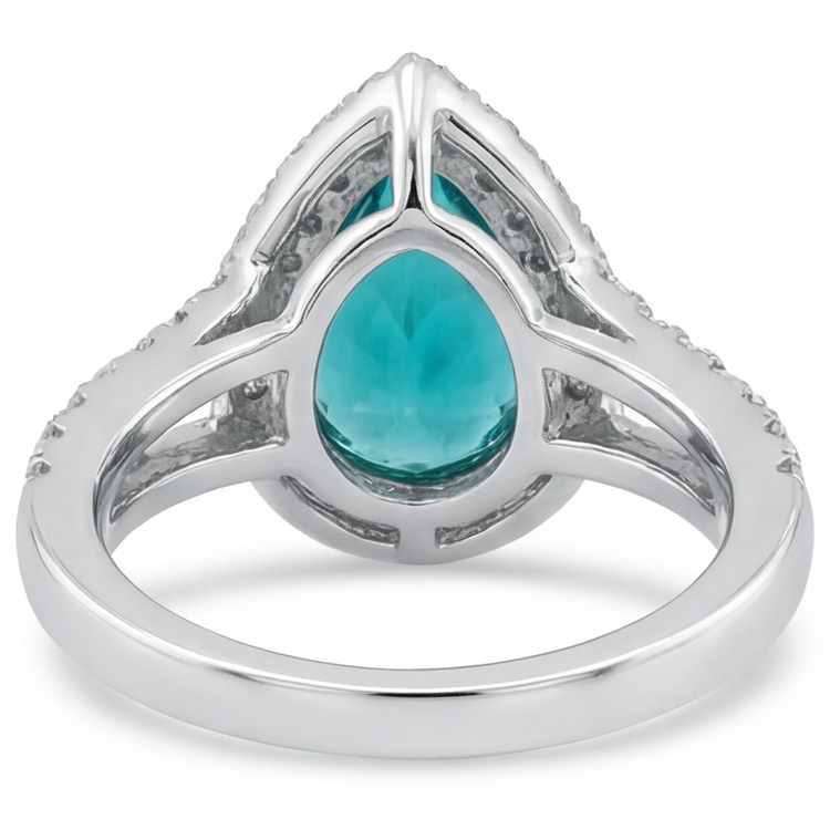 Tourmaline Paraiba Bague Sertie Halo 5,50-carats Or Blanc 14 Carats – vue de dessus