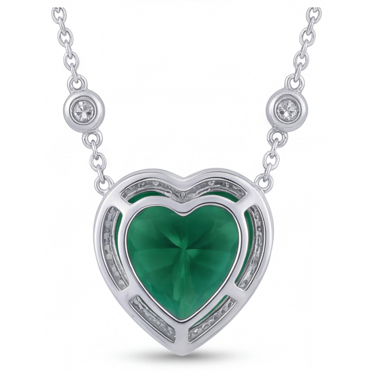 Tourmaline Taille Cœur Pendentif Pierre Précieuse en Or Blanc 14 Carats – vue de dessus
