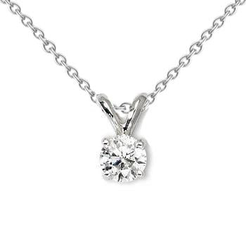 1 Carat Solitaire Diamant Rond Collier Pendentif Or Blanc 14K - HarryChadEnt.FR