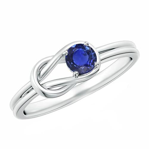 1 Carat Solitaire Saphir Bleu Or Blanc 14K Bague Fantaisie Bijoux Nouveau - HarryChadEnt.FR