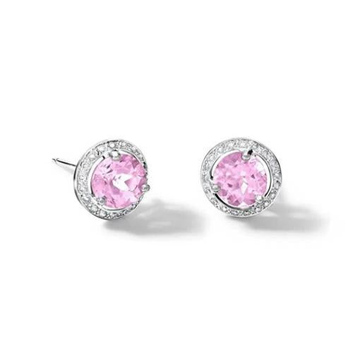 11 carats kunzite & diamant halo boucles d'oreilles dame or blanc 14k
