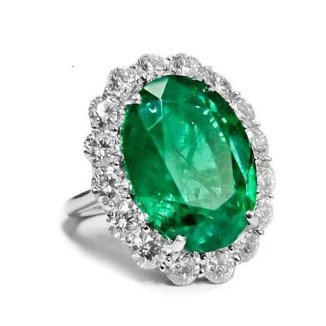 12.75 carats tourmaline verte et diamants alliance or blanc 14k