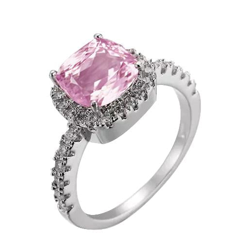 12.90 carats bague anniversaire kunzite rose et diamants or blanc